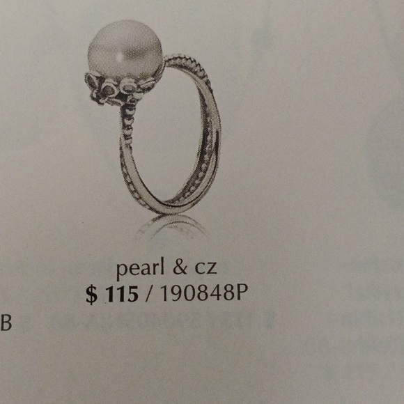 Pandora Vintage Stirling Silver Real Pearl, CZ Garden Odyssey Ring - Picture 6 of 8